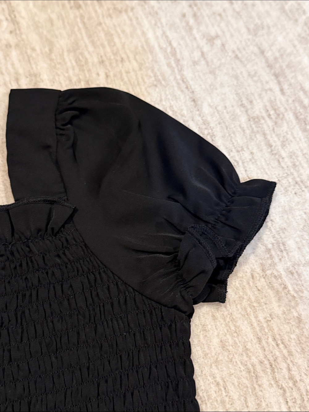 Black Smocked Puff Sleeve girls Top - Picture 8 of 9